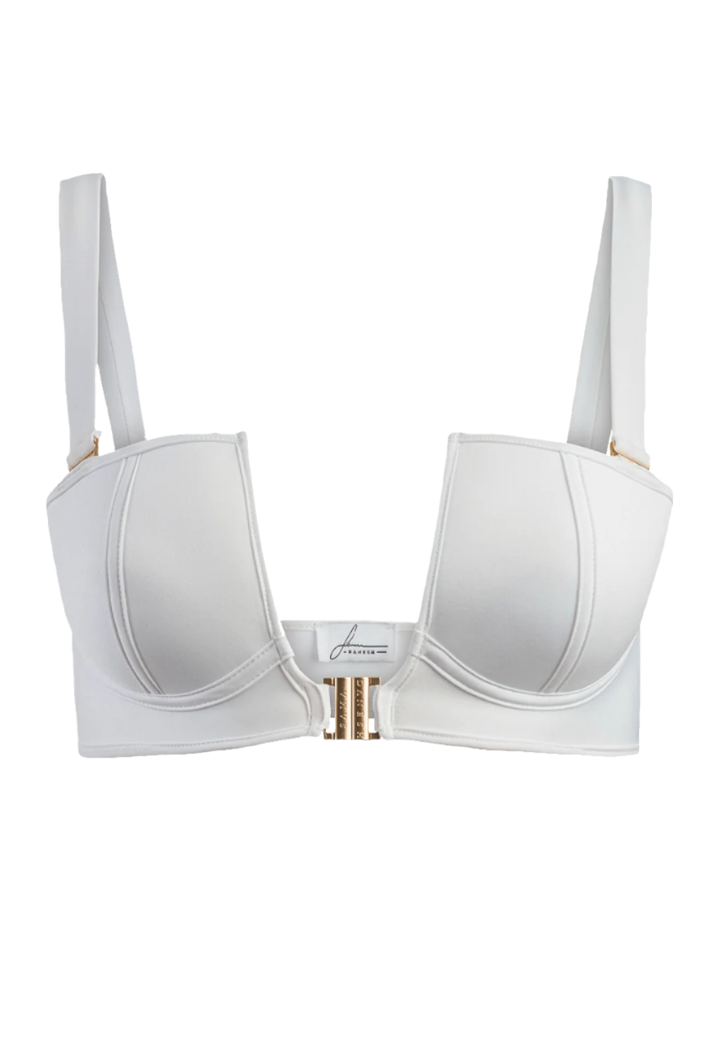 White Allure Underwire Bikini Top cutout view showing underwire structure and push-up padding.